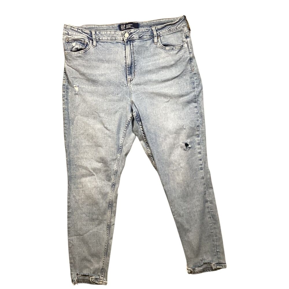 GAP Denim Women's High Rise Distressed Jeans Size 20 Gray Stretch Ripped